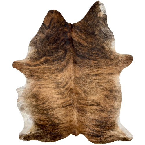 XL Brown and Black Brazilian Brazilian Cowhide:  brown with black, brindle markings - 8'1" x 5'5" (BRBR1047)