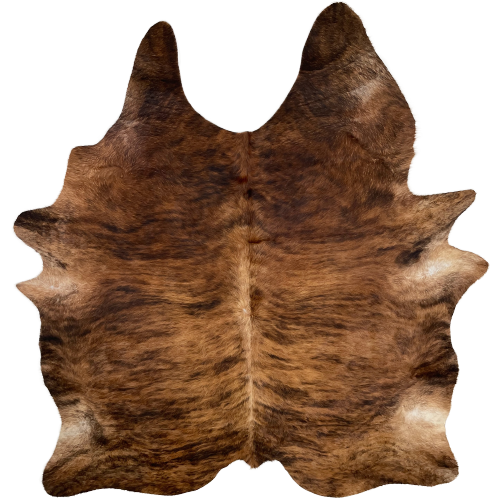 Large Brown and Black Brazilian Brindle Cowhide:  brown with black, brindle markings, and has lighter brown down the spine - 7'9" x 6'3" (BRBR1049)
