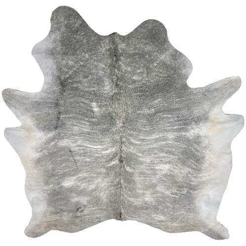 Gray and White Brazilian Brindle Cowhide:  gray with white, brindle markings  - 6'10" x 6'1" (BRBR1111)