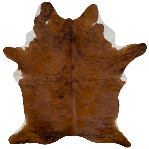 Red Brown and Black Brazilian Brindle Cowhide:  red brown with black, brindle markings, with a touch of white on the edge of the shoulder and belly - 7'4" x 4'11" (BRBR1128)