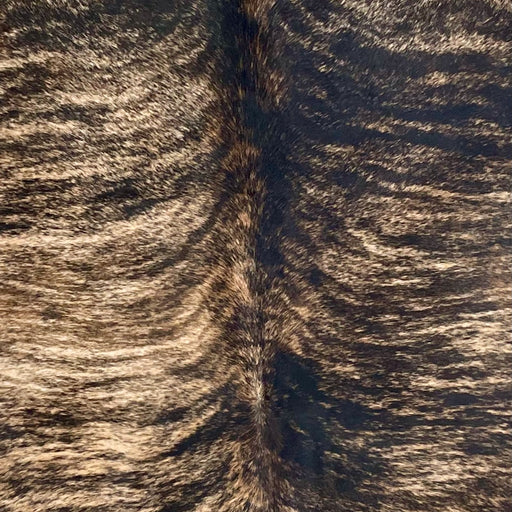 Closeup of this XL, Brazilian, Brindle Cowhide, showing tan and brown, with black, brindle markings (BRBR1152)
