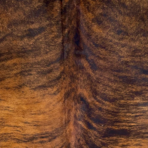 Closeup of this Large, Brazilian, Brindle Cowhide, showing reddish brown with black, brindle markings (BRBR1157)