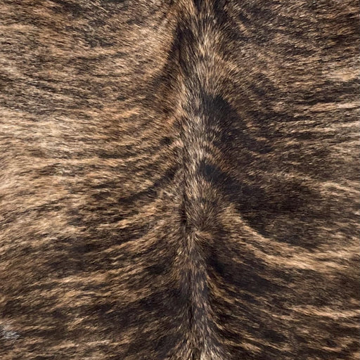Closeup of this Large, Brazilian, Brindle Cowhide, showing brown and tan with black, brindle markings (BRBR1159)