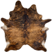 Large Brown and Black Brazilian Brindle Cowhide:  brown with black, brindle markings, and it has some white speckles on the belly - 7'10" x 6'6" (BRBR1167)