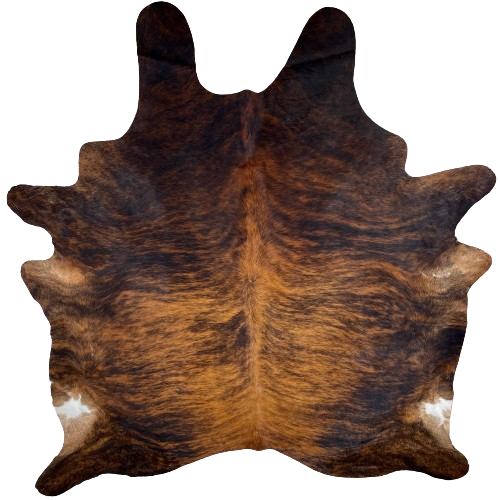 Large Reddish Brown and Black Brazilian Brindle Cowhide:  reddish brown with black, brindle markings, and it is darker on the shoulder, butt, and shanks, and lighter on the back - 7'10" x 6'9" (BRBR1172)