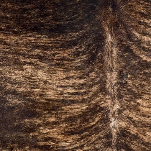 Closeup of this Brazilian, Brindle Cowhide, showing light brown with black, brindle markings (BRBR1192)