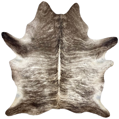 Large Brown and White Brazilian Brindle Cowhide:  white with brown, brindle markings  7'6" x 5'11" (BRBR1205)