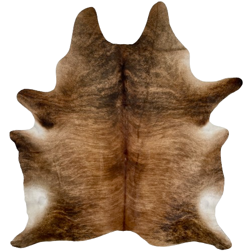 Large Brown and Black Brazilian Brindle Cowhide:  brown with darker brown and black, brindle markings, and reddish brown down the spine - 7'6" x 5'10" (BRBR1231)