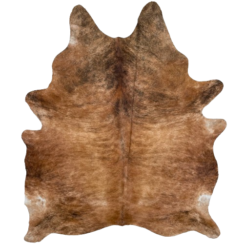 Large Brown and Black Brazilian Brindle Cowhide:  light brown with darker brown and black, brindle markings - 7'10" x 6' (BRBR1232)