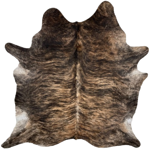 Black and Tan Brazilian Brindle Cowhide: tan with black, brindle markings - 6'9" x 5'5" (BRBR1261)