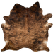 Brown, Reddish Brown, Black Brazilian Spotted Brindle Cowhide: brown and reddish brown, with darker brown and black, brindle markings, and black spots - 7'3" x 6'4" (BRBR1315)