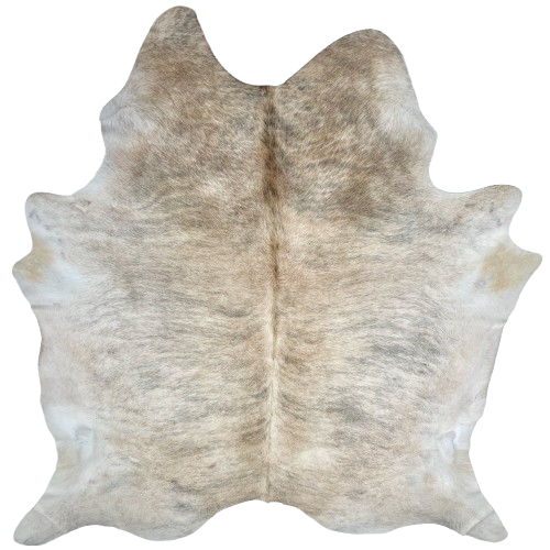 Ivory, Lt Brown, Gray Brazilian Light Brindle Cowhide:  ivory and light brown with gray, brindle markings - 7'5" x 6'3" (BRBR1335)