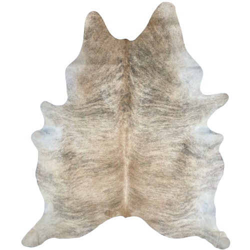 Large Lt Brown, Ivory, Gray Brazilian Light Brindle Cowhide: light brown and ivory with gray and black, brindle markings - 7'8" x 5'10" (BRBR1338)