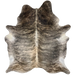 Large Black, Ivory, Lt Brown Brazilian Light Brindle Cowhide: black with ivory and light brown, brindle markings, and ivory down the spine - 7'6" x 5'10" (BRBR1341)