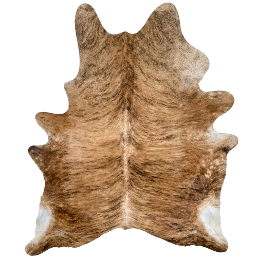 Light Brown and Black Brazilian Brindle Cowhide:  light brown with black, brindle markings - 7'4" x 5'8" (BRBR1350)