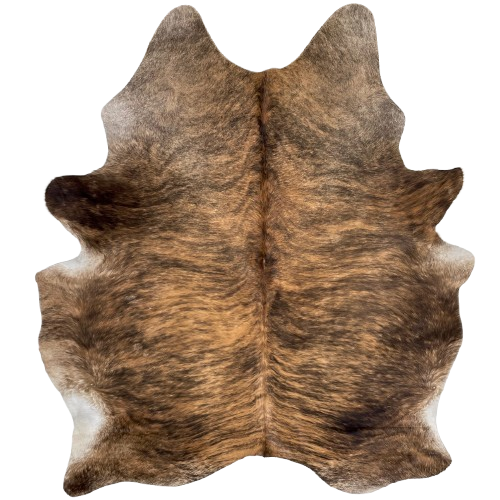 Brown and Black Brazilian Brindle Cowhide: brown with black, brindle markings - 7'4" x 5'11" (BRBR1377)