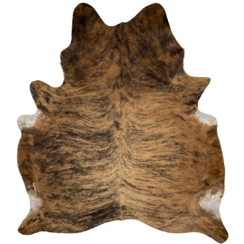 Brown and Black Brazilian Brindle Cowhide: brown with black, brindle markings - 6'11" x 5'10" (BRBR1393)