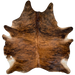 XL Reddish Brown and Black Brazilian Brindle Cowhide: reddish brown with black, brindle markings - 8' x 6'10" (BRBR1404)