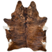 XXL Brown and Black Brazilian Brindle Cowhide: brown with black, brindle markings, and a touch of white on the belly - 8'7" x 6'5" (BRBR1416)
