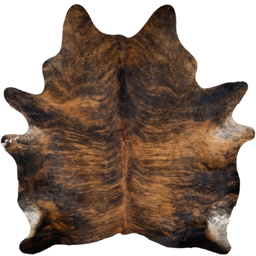 Reddish Brown and Black Brazilian Brindle Cowhide: reddish brown with black, brindle markings - 6'8" x 6' (BRBR1478)
