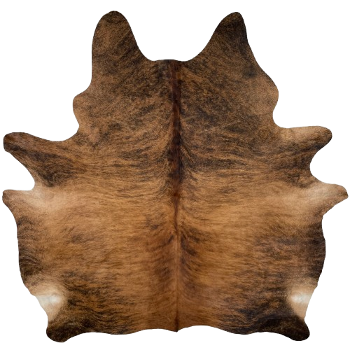 Brown and Black Brazilian Brindle Cowhide: brown with black, brindle markings - 6'8" x x 6'2" (BRBR1479)