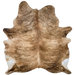 Large Tan and Brown Brazilian Brindle Cowhide: light tan with brown, brindle markings, and some black brindle markings on the butt and shanks - 7'9" x 6'8" (BRBR1482)