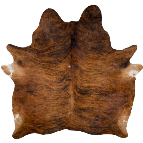 Red Brown and Black Brazilian Brindle Cowhide: red brown with black, brindle markings - 6'5" x 5'9" (BRBR1483)