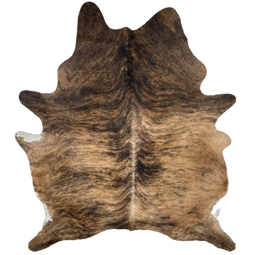 Large Tan, Brown, Black Brazilian Brindle Cowhide: tan and brown with black and brown, brindle markings- 7'6" x 5'10"(BRBR1484)