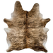 Tan, Brown, Black Brazilian Brindle Cowhide: light tan and brown with black, brindle markings - 7'1" x 5'8" (BRBR1485)