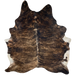 Black and Brown Brazilian Brindle Cowhide: black with brown, brindle markings, and off-white on part of the belly - 7'5" x 6' (BRBR1490)