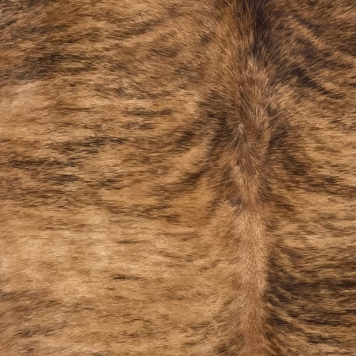 Closeup of this Brazilian Brindle Cowhide, showing brown with black, brindle markings (BRBR1493)