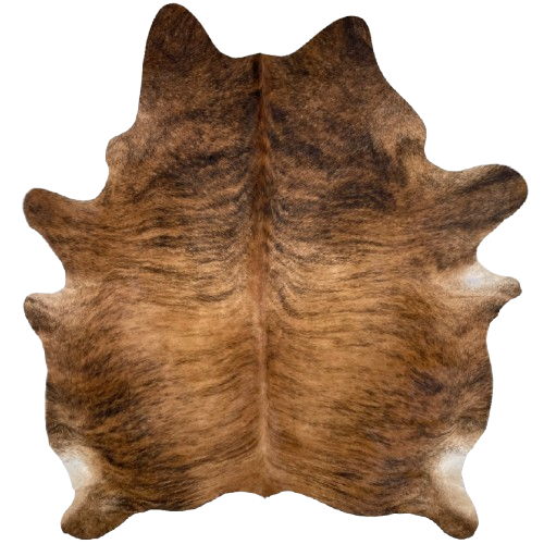 Brown and Black Brazilian Brindle Cowhide: brown with black, brindle markings - 6'11" x 6' (BRBR1496)