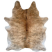 Large Brown and Black Brazilian Brindle Cowhide: reddish brown and light brown with black, brindle markings, and white with black brindle markings on the butt and part of the belly - 7'7" x 5'7" (BRBR1509)
