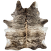 Large Ivory, Brown, Black Brazilian Brindle Cowhide: ivory with brown and black, brindle markings - 7'9" x 5'11" (BRBR1520)