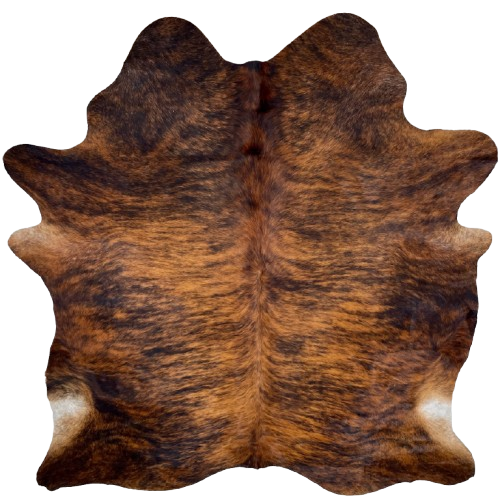 Large Red Brown and Black Brazilian Brindle Cowhide: red brown with black, brindle markings - 7'7" x 6'5" (BRBR1521)