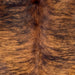 closeup of this Large Brazilian Brindle Cowhide, showing  red brown with black, brindle markings (BRBR1521)