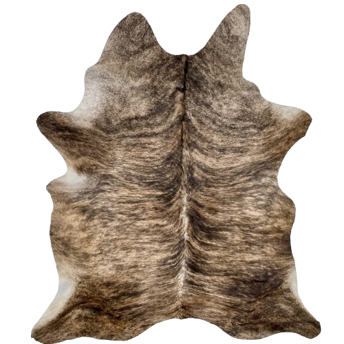 Tan, Brown, Black Brazilian Brindle Cowhide: tan and brown with black, brindle markings - 7'4" x 5' (BRBR1525)