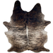 XXL Off-White, Black, Brown Brazilian Brindle Cowhide: off-white and brown with black, brindle markings - 8'6" x 6' (BRBR1532)
