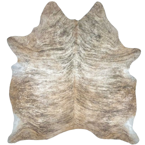 Lt Tan and Black Brazilian Brindle Cowhide: light tan with black, brindle markings - 6'10" x 5'11" (BRBR1536)