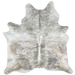 Gray and White Brazilian Brindle Cowhide: white with gray, brindle markings, and two light brown spots - 7' x 5'10" (BRBR1538)