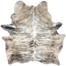 Large Multicolored Brazilian Brindle Cowhide: ivory and tan with brown, taupe, and black, brindle markings - 7'7" x 6'6" (BRBR1542)