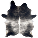 Large Black and White Brazilian Brindle Cowhide: has a black and white, brindle pattern and white down the spine - 7'10" x 6' (BRBR1545)