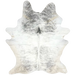 Ivory and Gray Brazilian Brindle Cowhide: ivory with gray, brindle markings, and off-white on the belly and hind shanks - 7'3" x 5'6" (BRBR1554)