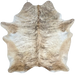 Off-White, Black, Lt Brown Brazilian Brindle Cowhide: off-white and light brown with a black and brown, brindle pattern - 7'1" x 5'11" (BRBR1556)