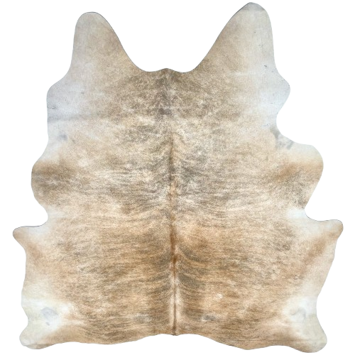 Lt Beige, Reddish Brown, Black Brazilian Brindle Cowhide: light beige and reddish brown with black, brindle markings - 6'11" x 5'10" (BRBR1573)