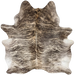 Large Ivory, Brown, Black Brazilian Brindle Cowhide: ivory and brown with black, brindle markings - 7'8" x 6'6" (BRBR1574)