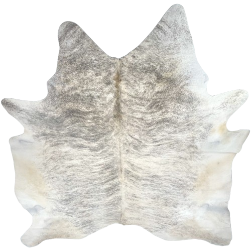XL ivory and Gray Brazilian Brindle Cowhide: ivory with gray, brindle markings - 8' x 6'8" (BRBR1579)