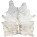 White, Lt Beige, Black, Gray Brazilian Brindle Cowhide: white and light beige with black and gray, brindle markings - 7'4" x 6'1" (BRBR1580)
