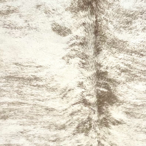 Closeup of this Large Brazilian Brindle Cowhide, showing ivory with taupe, brindle markings (BRBR1582)