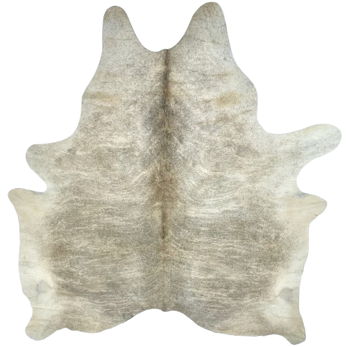 Off-White, Light Beige, Gray Brazilian Brindle Cowhide: off-white and light beige with gray, brindle markings - 7'8" x 6'7" (BRBR1586)